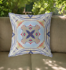 20"x20" Muted Green Orange Zippered Broadcloth Geometric Throw Pillow