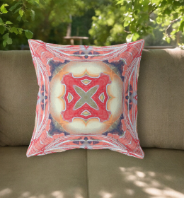 20"x20" Pink Peach Red Zippered Broadcloth Geometric Throw Pillow