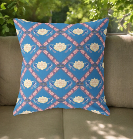 20"x20" Blue Yellow Pink Zippered Suede Geometric Throw Pillow