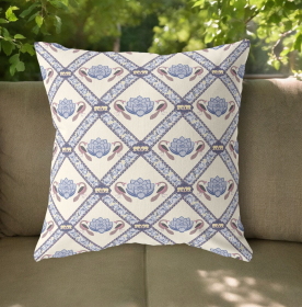 20"x20" Cream Gray Brown Zippered Suede Geometric Throw Pillow