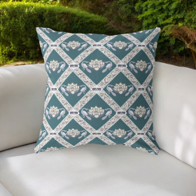 18"x18" Dark Green Yellow Gray Zippered Suede Geometric Throw Pillow