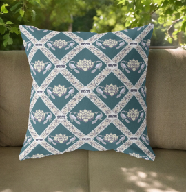 20"x20" Dark Green Yellow Gray Zippered Suede Geometric Throw Pillow