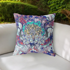 18"x18" Electric Blue Aqua Zippered Suede Geometric Throw Pillow