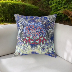 18"x18" Electric Blue Zippered Suede Geometric Throw Pillow