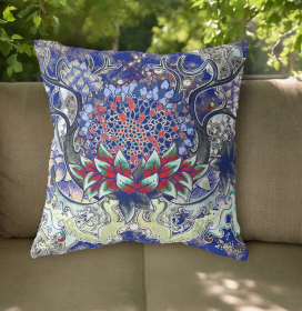 20"x20" Electric Blue Zippered Suede Geometric Throw Pillow