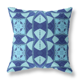 20"x20" Blue Sky Blue Zippered Suede Geometric Throw Pillow