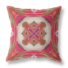 18"x18" Hot Pink Gray Zippered Suede Geometric Throw Pillow