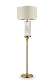 62" Gold Column Floor Lamp With Off-White Drum Shade