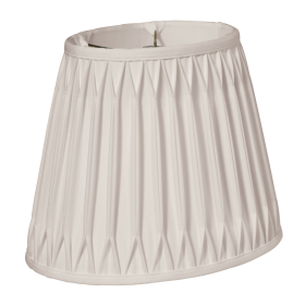 14" Cream Oval Smocked Pleat Shantung Lampshade