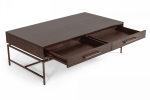 Mid Century Modern Acacia and Brass Coffee Table
