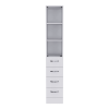 White Bathroom Storage Cabinet with Glass Door and Sliding Drawers