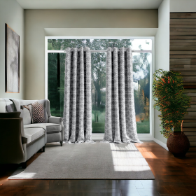 84 Silver Interlock Pattern Window Curtain Panel