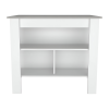 Marble and White Kitchen Island with Three Storage Shelves