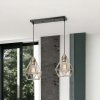 Kitchen Island Geometric Two Light Iron Flush Ceiling Light With Gold Shades