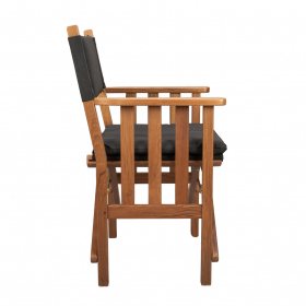 20" Black and Natural Wood Solid Wood Indoor Outdoor Director Chair with Black Cushion