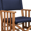 20" Navy Blue and Natural Wood Solid Wood Indoor Outdoor Director Chair with Navy Blue Cushion