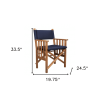 20" Navy Blue and Natural Wood Solid Wood Indoor Outdoor Director Chair with Navy Blue Cushion