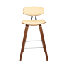 26" Cream And Brown Iron Low Back Counter Height Bar Chair
