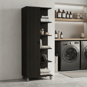 20" Black Wood Freestanding Single Door Bathroom Vanity
