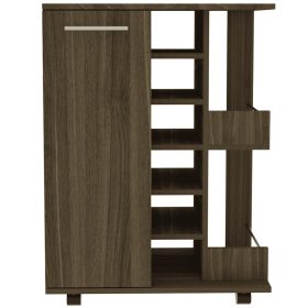 White Rolling Bar Cart With Wine Storage