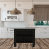 Modern Black Kitchen Island with a Marble Counter Top