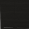 47" Black Wood Wall Mounted Accent Cabinet With Four Doors