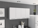 47" White Wood Wall Mounted Accent Chest With Four Doors