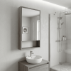 18" Light Gray Wood Floating Double Door Bathroom Vanity And Medicine Cabinet With Mirror