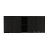 59" Black Wood Wall mounted Accent Cabinet With Five Shelves