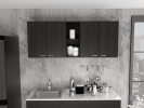 59" Black Wood Wall mounted Accent Cabinet With Five Shelves
