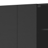 59" Black Wood Wall Mounted China Cabinet With Six Doors