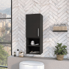 32" Black Wood Floating Single Door Bathroom Vanity And Medicine Cabinet