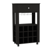 Espresso Rolling Bar Cart With Wine Storage