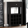 Espresso Rolling Bar Cart With Wine Storage