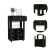 Espresso Rolling Bar Cart With Wine Storage