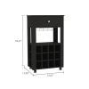 Espresso Rolling Bar Cart With Wine Storage
