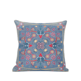 18" X 18" Purple And Gold Blown Seam Floral Indoor Outdoor Throw Pillow