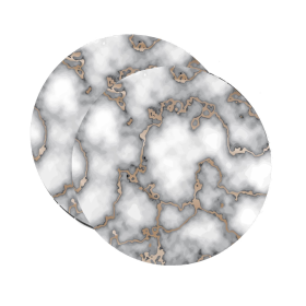 Set of Two Gray and Gold Abstract Cork Round Indoor Outdoor Placemats