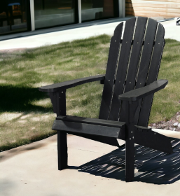 27" Black Heavy Duty Plastic Indoor Outdoor Adirondack Chair