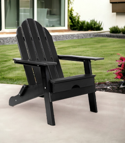 30" Black Heavy Duty Plastic Indoor Outdoor Adirondack Chair