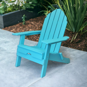 30" Turquoise Blue Heavy Duty Plastic Outdoor Adirondack Chair