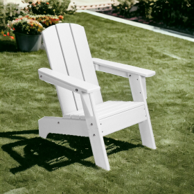 23" White Heavy Duty Plastic Kid Size Outdoor Adirondack Chair