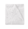 72" White Floral Faux Linen Shower Curtain With Embroidery