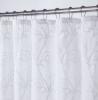 72" White Floral Faux Linen Shower Curtain With Embroidery