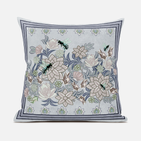 18x18 Gray Purple Brown Green Bee Blown Seam Broadcloth Animal Print Throw Pillow