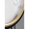 16" Black Gold And White Faux Leather And Iron Analog Exposed Gear Round Wall Clock