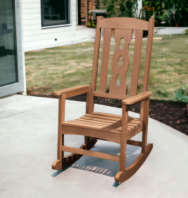45" Brown Heavy Duty Plastic Indoor Outdoor Rocking Chair
