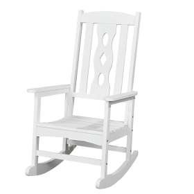 45" White Heavy Duty Plastic Rocking Chair