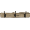 19" Brown Natural Rustic Live Edge Wood Three Hook Wall Mount Coat Rack
