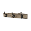 19" Brown Natural Rustic Live Edge Wood Three Hook Wall Mount Coat Rack